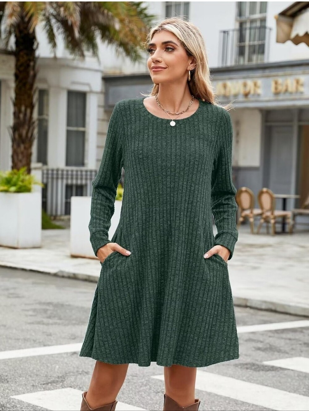 Belaroi Ribbed Knit Swing Dress, EUC